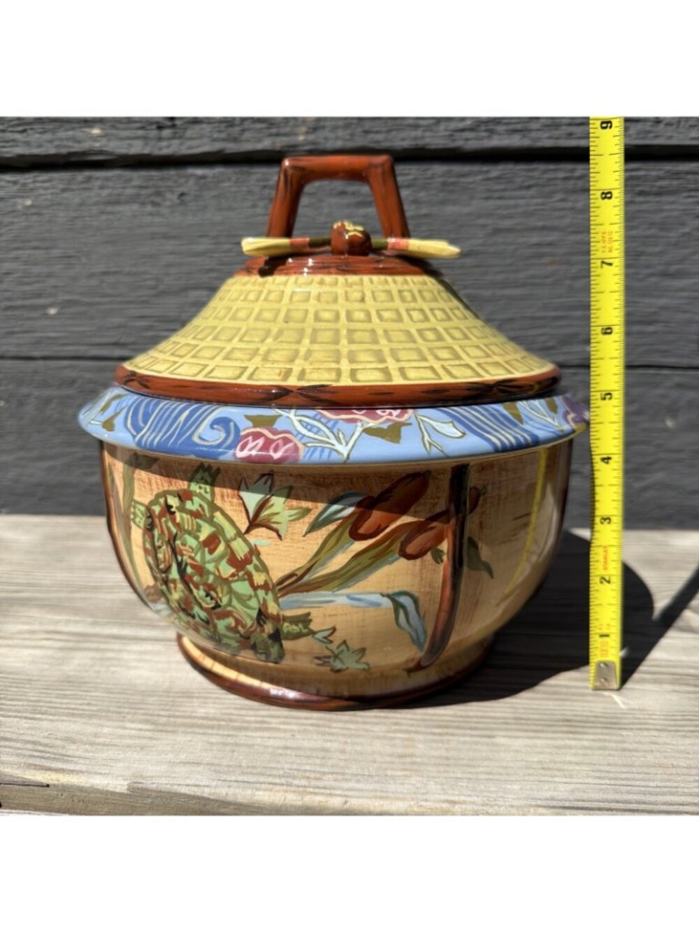 Tracy Porter The Marsh Collection Covered Tureen Turtles Dragonfly ~9" Dia. - Picture 3 of 16